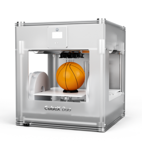 3D Printer showing off a printed basketball